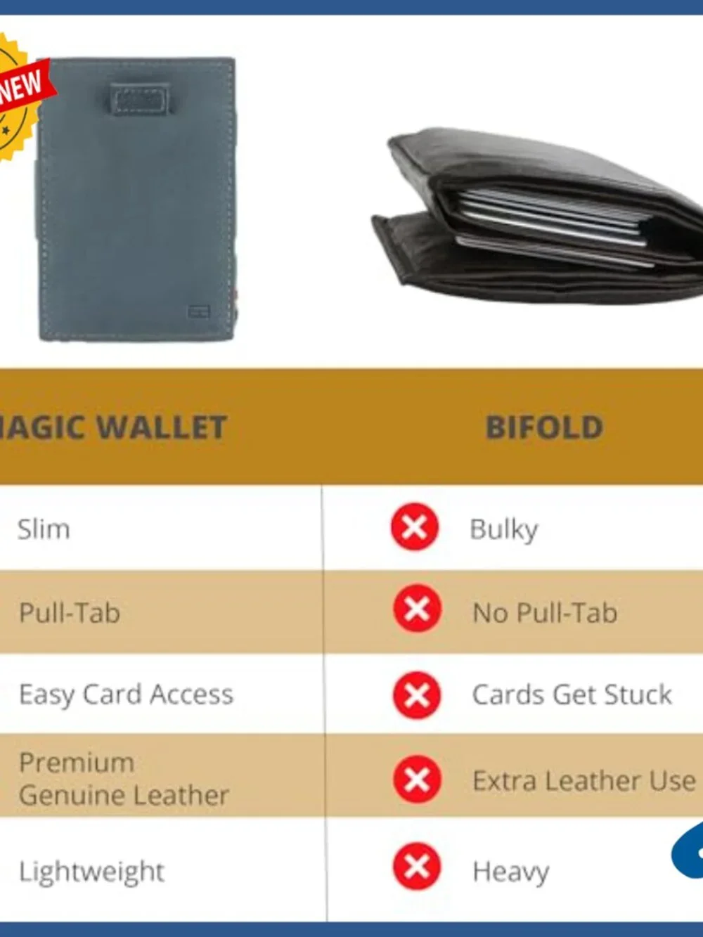 Genuine Leather RFID Magic Wallet Holds 12 Cards Slim Minimalist Pull-Tab